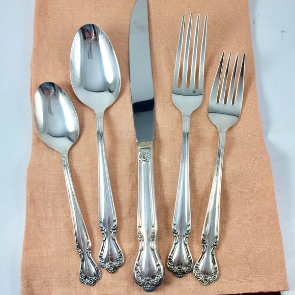 MIB 5 Piece Place Setting Daybreak Elegant Lady Silverplate 1952 Mint in Box IS - Picture 1 of 6